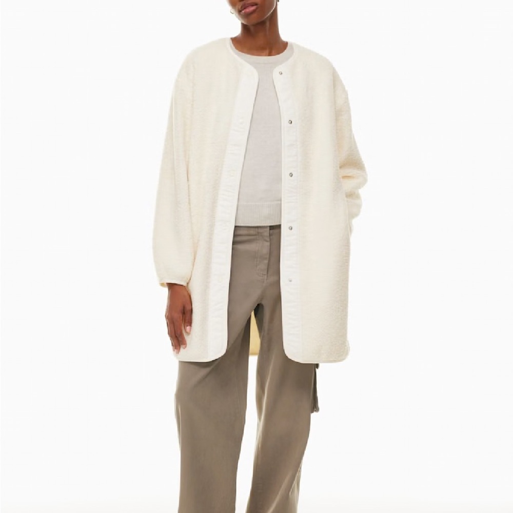 Aritzia Wilfred Free Sherpa Long Liner Jacket in Taupe Beige Size 2XS